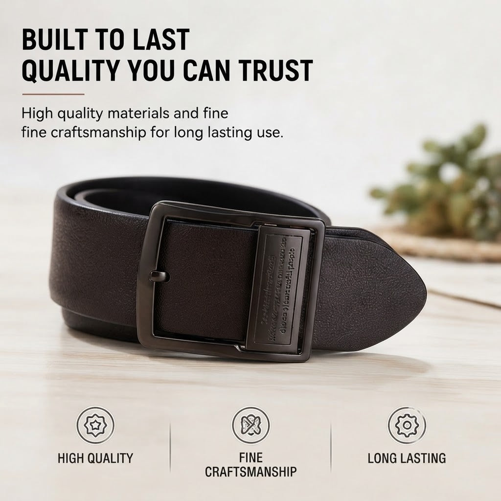 Men's Synthetic Leather Belt – Multiple Pin Buckle Business & Casual Waist Belt