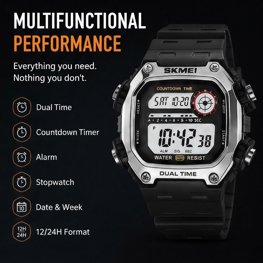Men's Rugged Sports Watch – Premium Silicone Strap Wristwatch