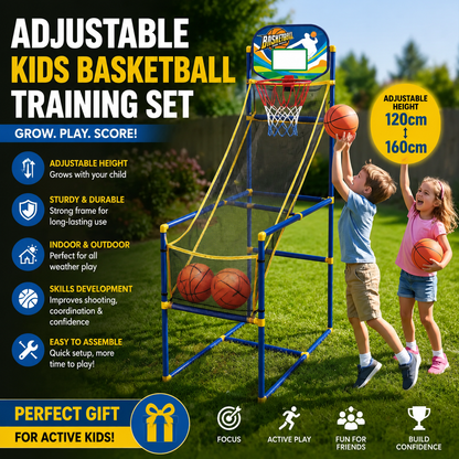 Adjustable Kids Basketball Training Set – Portable Hoop & Skills Practice