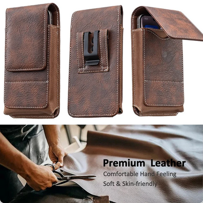 Universal Leather Phone Waist Bag – 360° Rotating Belt Clip Case