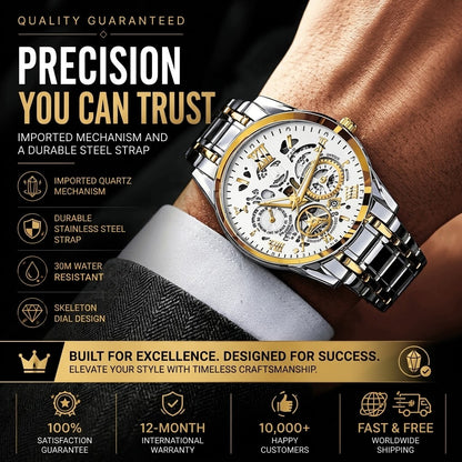 Men's Hollow-Out Steel Band Business & Casual Wristwatch
