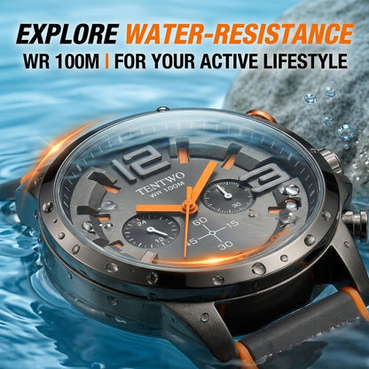 Men's Sports Quartz Watch – Stainless Steel 100M Water-Resistant Casual Wristwatch