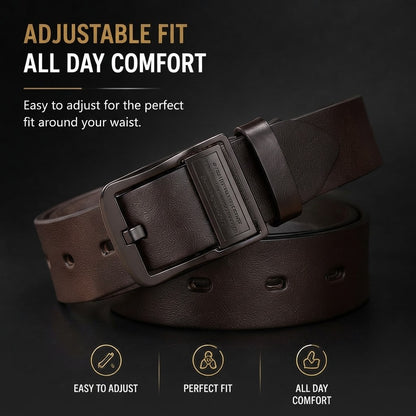 Men's Synthetic Leather Belt – Multiple Pin Buckle Business & Casual Waist Belt