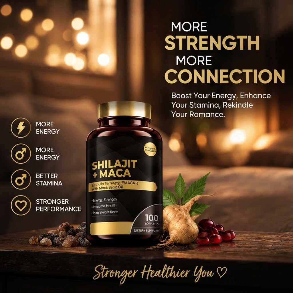 Shilajit + Maca Botanical Wellness Supplement for Energy, Strength