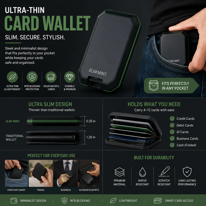 Ultra-Thin Card Wallet – Slim Mini Card Holder with Compact Pocket Design