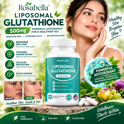 Rosabella Liposomal Glutathione 500mg – Antioxidant & Cellular Wellness Support Capsules