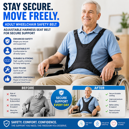 Adult Wheelchair Adjustable Harness Seat Belt for Secure Support
