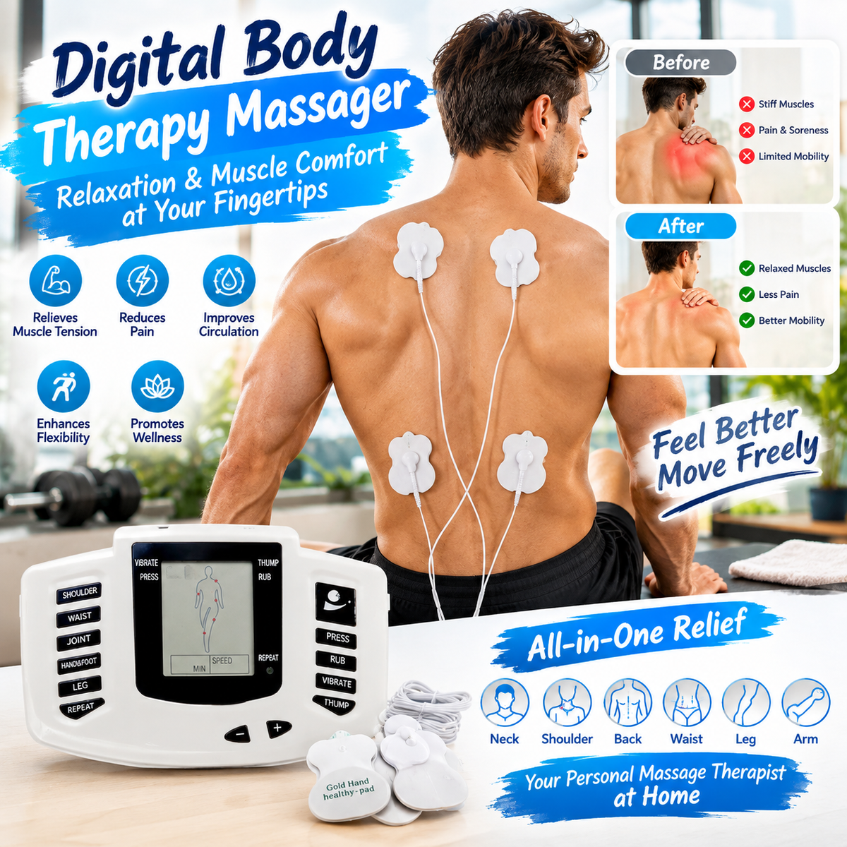 Digital Body Therapy Massager – Relaxation &  Muscle Comfort Device