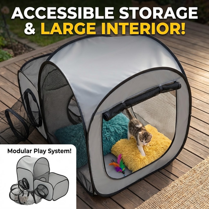 3-in-1 Pet Camping Tent – Spacious Foldable Cat Carrier & Portable Rest and Play House
