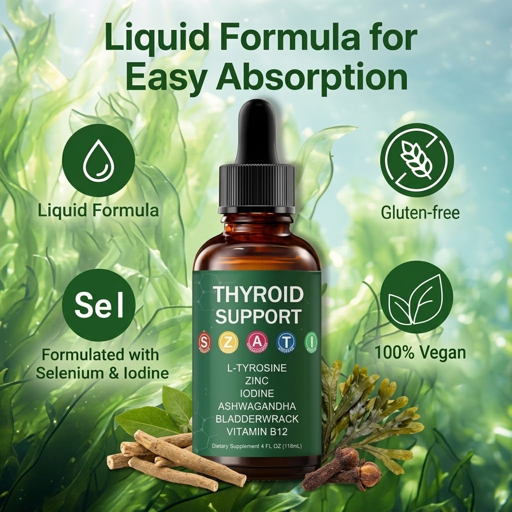 Artoalabs Ashwagandha Thyroid Support Liquid Drops – Herbal Plant Extract Supplement