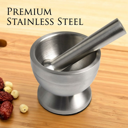 Heavy-Duty Stainless Steel Mortar & Pestle – Durable Kitchen Spice & Herb Grinder