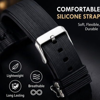 Men’s Diamond Crystal Watch – Hip Hop Style Wristwatch with Silicone Rubber Strap