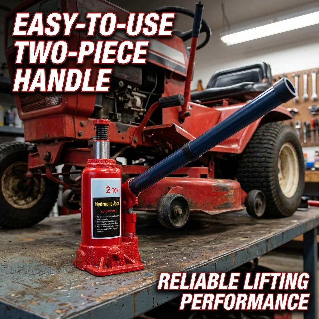 2-Ton Hydraulic Bottle Jack – Red Adjustable Car Lifting Jack with Two-Piece Handle
