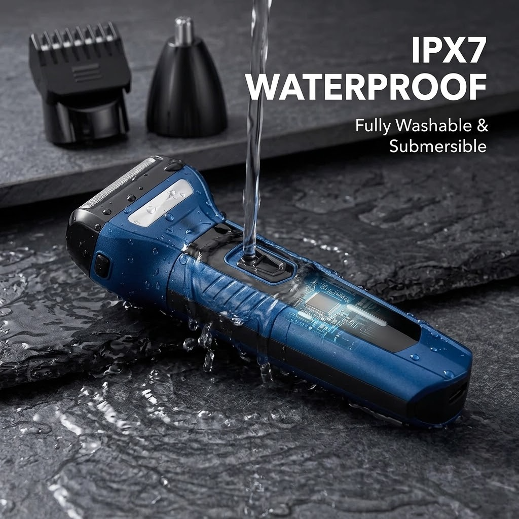 3-in-1 Rechargeable Electric Shaver – Washable Beard, Face & Body Trimmer