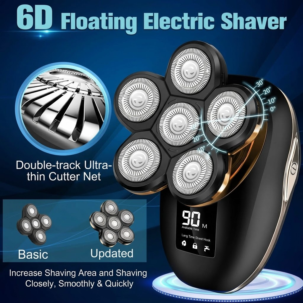 WL-6900 Rechargeable Shaver – Waterproof Rotary Face, Body & Beard Electric Razor