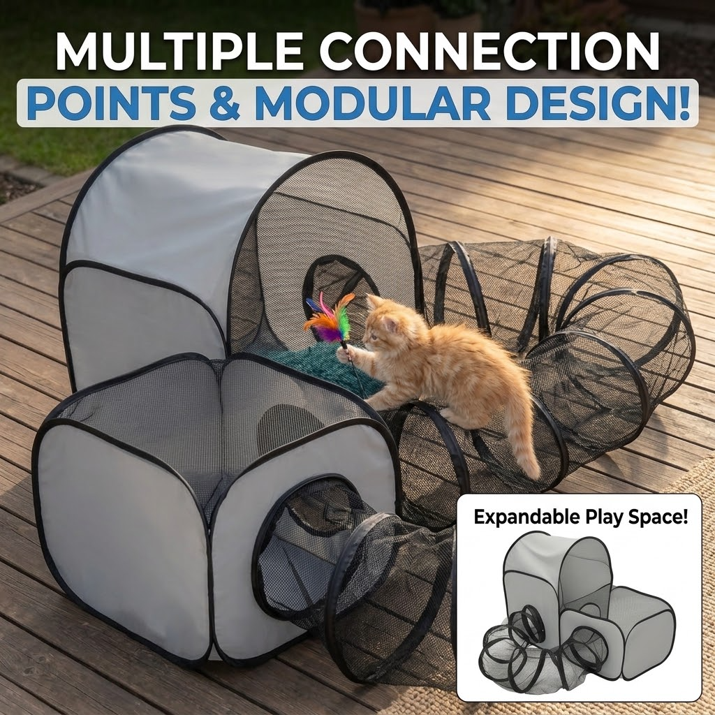 3-in-1 Pet Camping Tent – Spacious Foldable Cat Carrier & Portable Rest and Play House