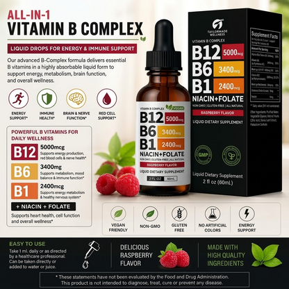 Vitamin B Complex Liquid Drops – B-Complex Herbal Supplement for Energy & Daily Wellness