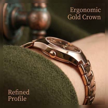 Oruss 005 Women’s Gold Round Watch – Vintage Waterproof Quartz Fashion Wristwatch