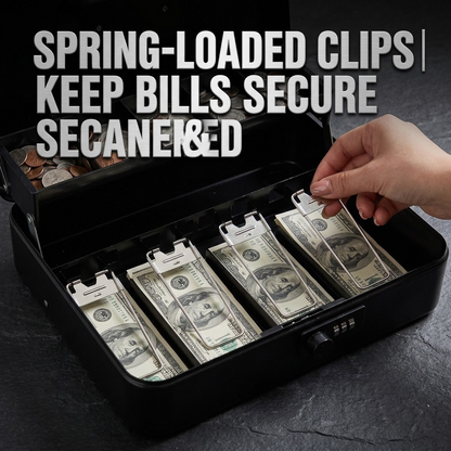 Metal Cash Box with Money Tray – Lockable Money Storage Box with Combination Lock