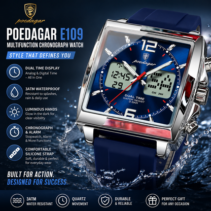 Multifunctional Quartz Watch – Waterproof Chronograph, Alarm & Luminous Dial