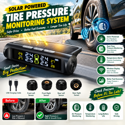 Solar-Powered Tire Pressure Monitoring System – Wireless Car TPMS