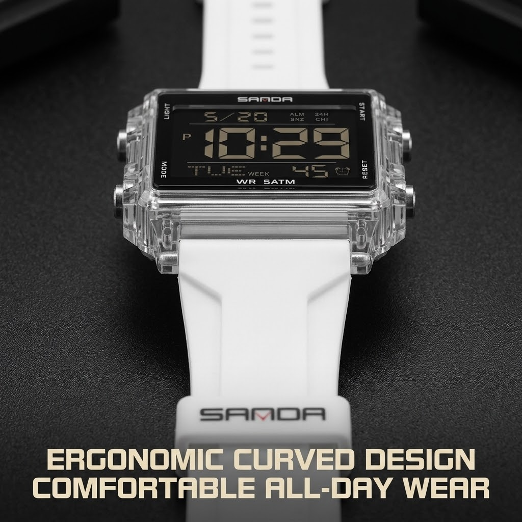 Digital Sports Watch – Countdown Timer, Alarm &amp; Outdoor Waterproof Wristwatch