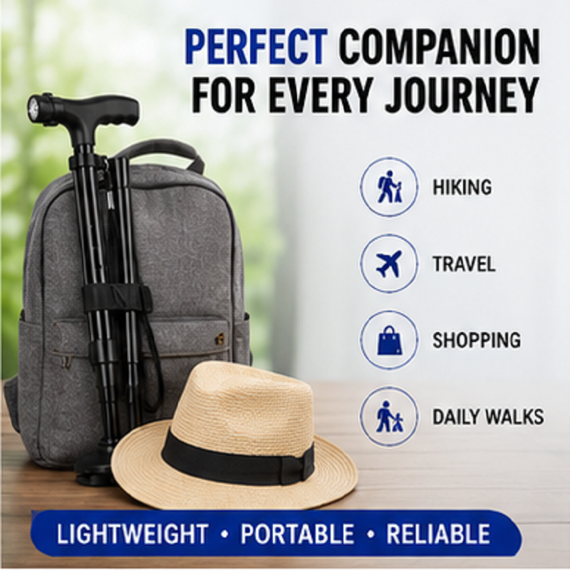Foldable Walking Stick with LED Light