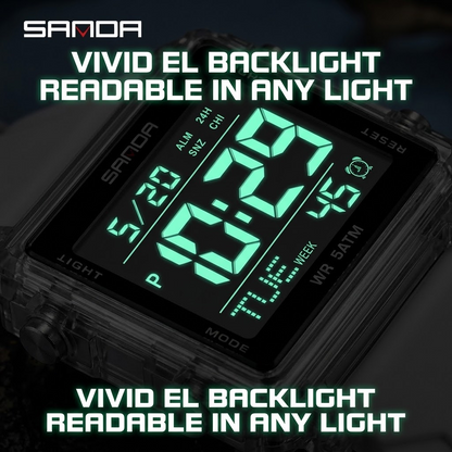 Digital Sports Watch – Countdown Timer, Alarm &amp; Outdoor Waterproof Wristwatch