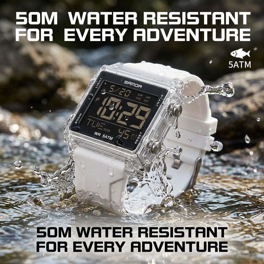 Digital Sports Watch – Countdown Timer, Alarm &amp; Outdoor Waterproof Wristwatch