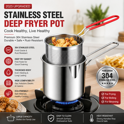 Stainless Steel Non-Stick Cookware Set – Deep Frying Pot with Durable Handles for Cooking