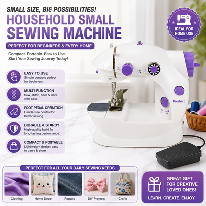 Mini Automatic Sewing Machine – Beginner Foot Pedal Tailoring Machine for Home Use