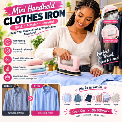 Mini Handheld Garment Iron – Portable Clothes Steamer for Jackets, Pants & Home Use