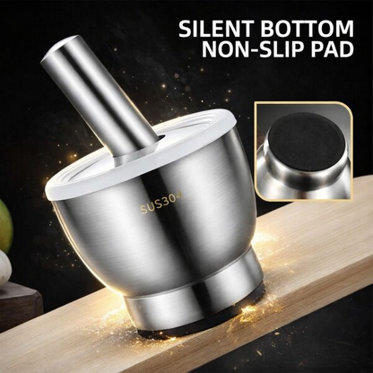 Heavy-Duty Stainless Steel Mortar & Pestle – Durable Kitchen Spice & Herb Grinder