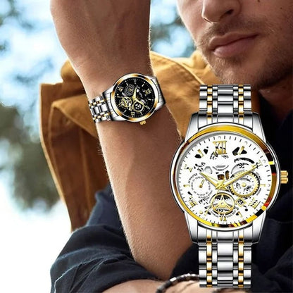 Men’s Quartz Watch — Steel Band Waterproof Style
