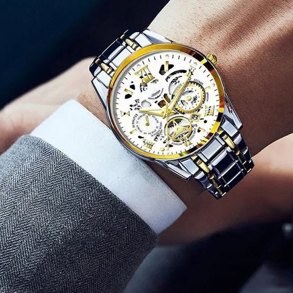 Men’s Quartz Watch — Steel Band Waterproof Style