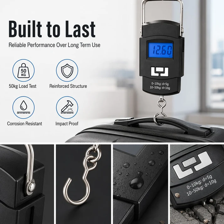 50kg – 10g High-Accuracy Electronic Weighing Scale with LCD Backlight & Metal Hook