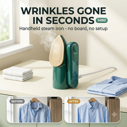 Portable Mini Steam Iron – Handheld Garment Steamer for Wrinkle-Free Shirts Without a Board